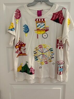 QOS: Sequin Carnival Graphic Tee - Women, White